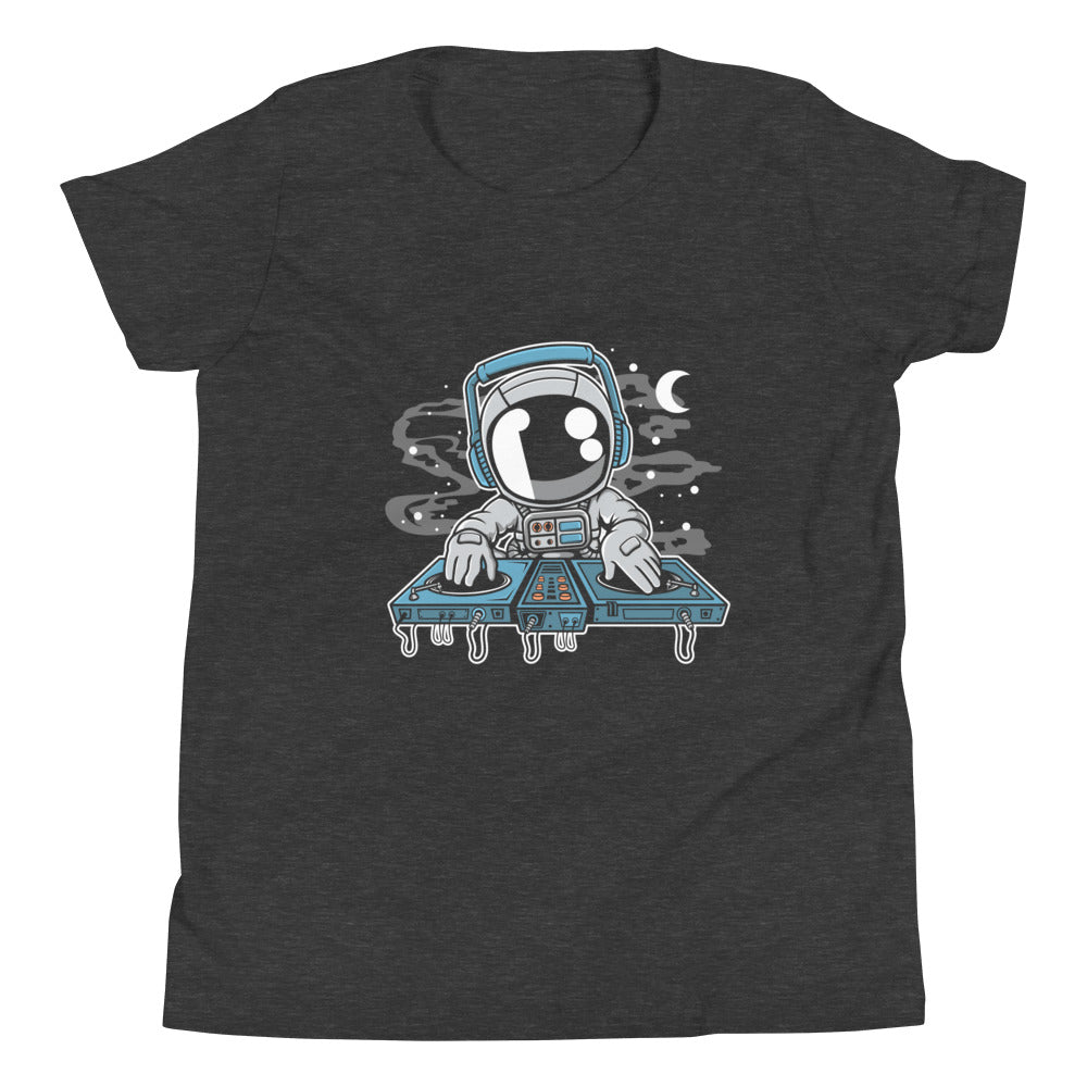 Astronaut Turntable - Youth Short Sleeve T-Shirt - Dark Grey Heather Front