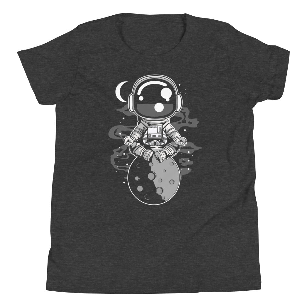 Astronaut Yoga - Youth Short Sleeve T-Shirt - Dark Grey Heather Front