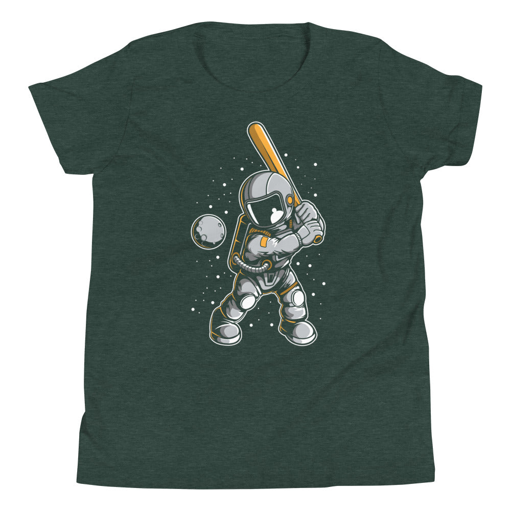 Astronaut Baseball - Youth Short Sleeve T-Shirt - Heather Forest Front