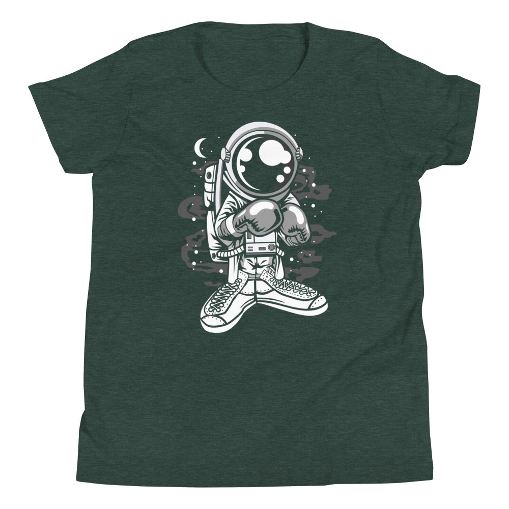 Astronaut Boxer - Youth Short Sleeve T-Shirt - Heather Forest Front