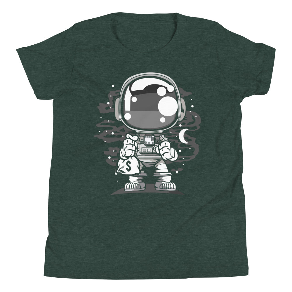 Astronaut Chibi - Youth Short Sleeve T-Shirt - Heather Forest Front