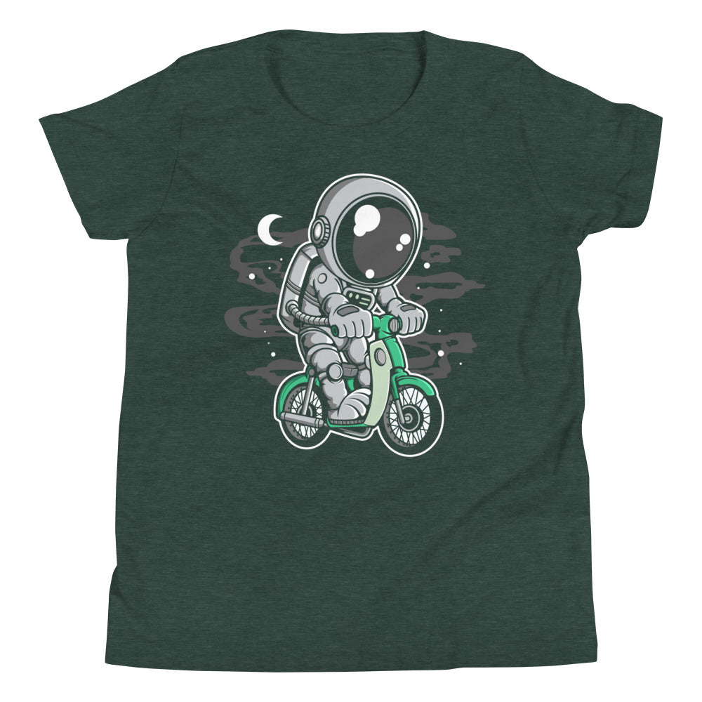 Astronaut Classic Motorbike - Youth Short Sleeve T-Shirt - Forest Front