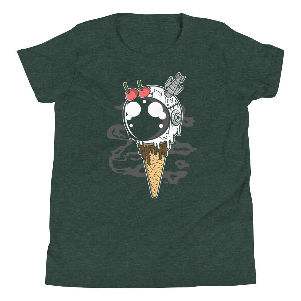 Astronaut Ice Cream 2 - Youth Short Sleeve T-Shirt - Heather Forest Front