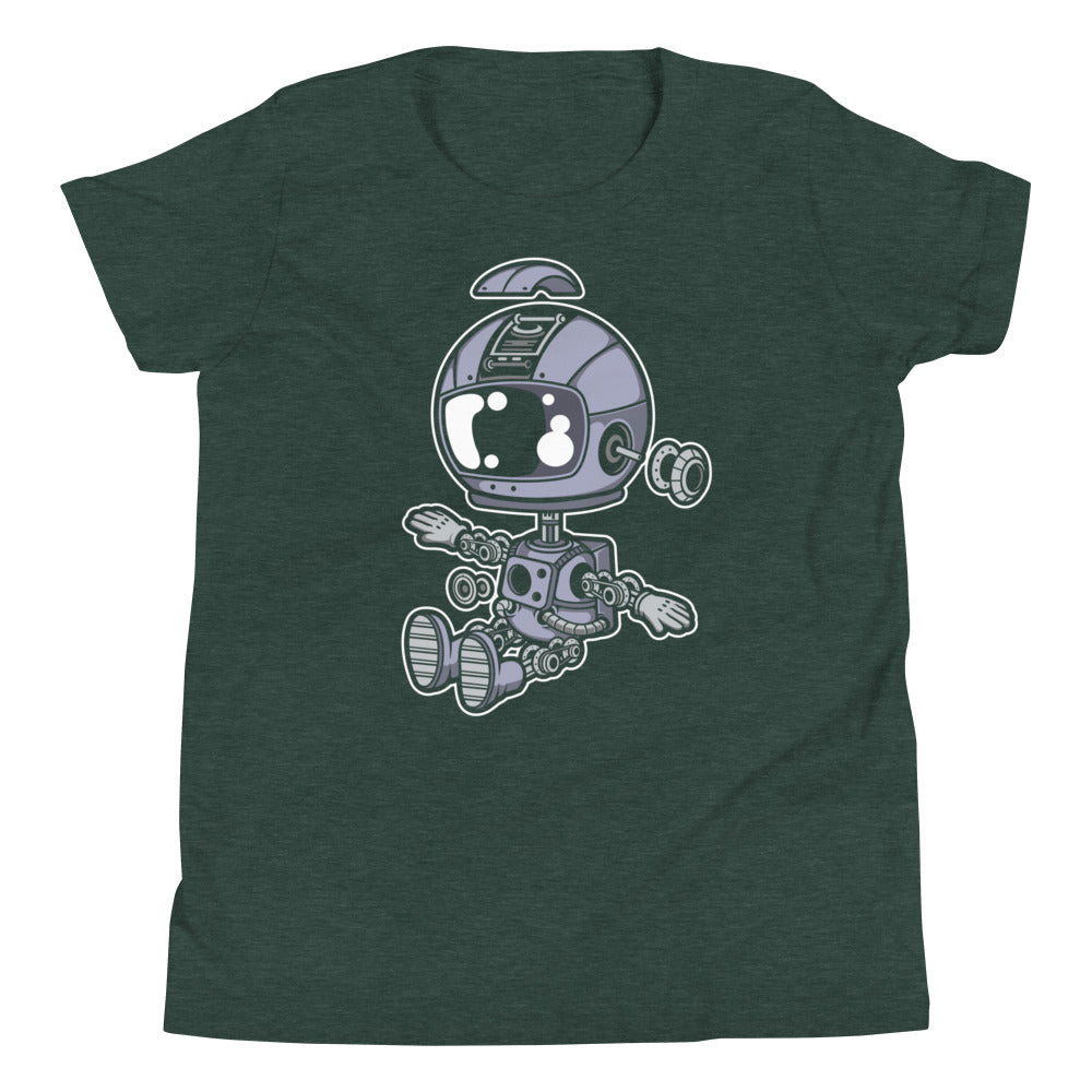 Astronaut Robot - Youth Short Sleeve T-Shirt - Heather Forest Front