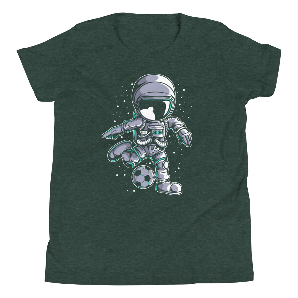 Astronaut Soccer 2 - Youth Short Sleeve T-Shirt - Heather Forest Front