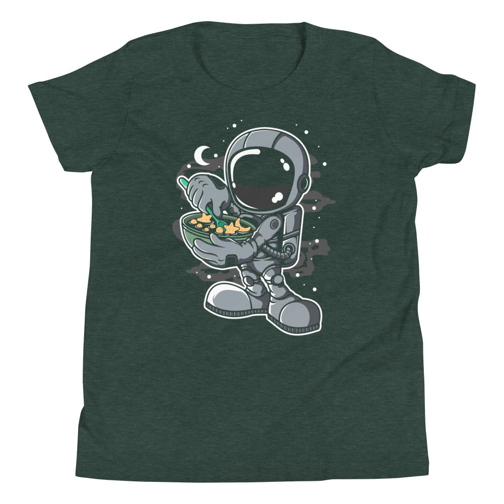 Astronaut Star Flakes - Youth Short Sleeve T-Shirt - Heather Forest Front