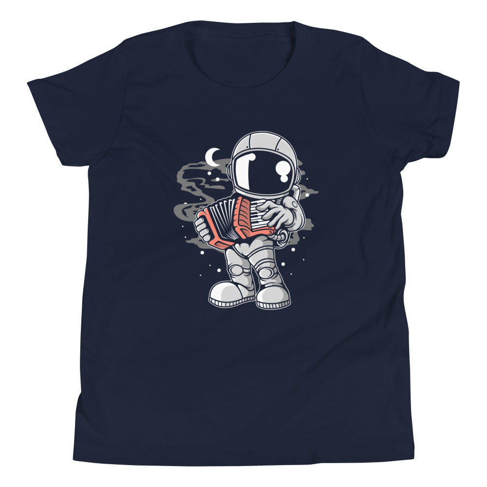 Astronaut Accordion - Youth Short Sleeve T-Shirt - Navy Front