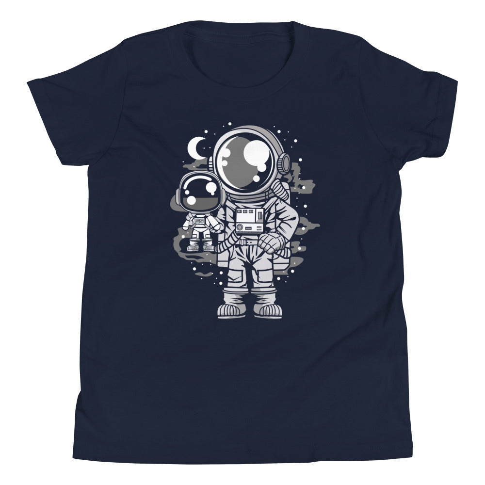 Astronaut and His Doll - Youth Short Sleeve T-Shirt - Navy Front