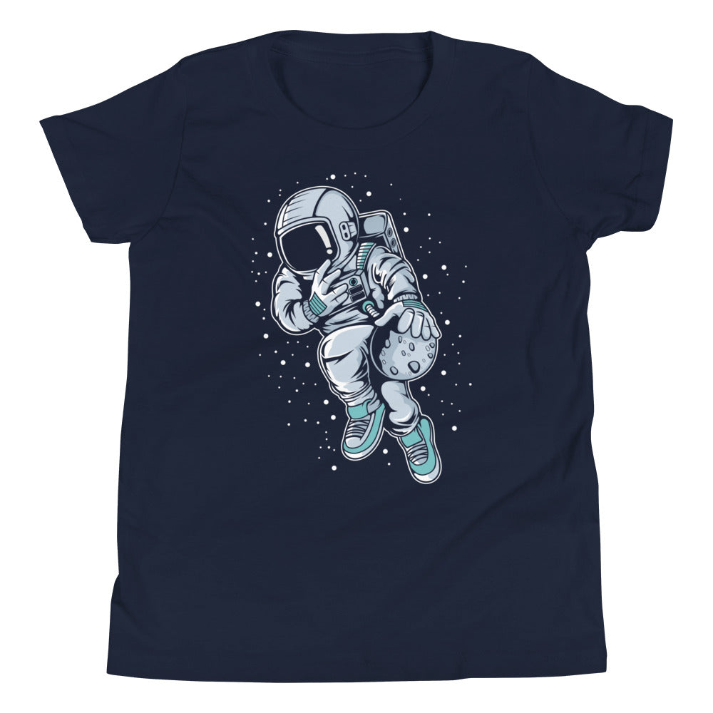 Astronaut Basketball 2 - Youth Short Sleeve T-Shirt - Navy Front