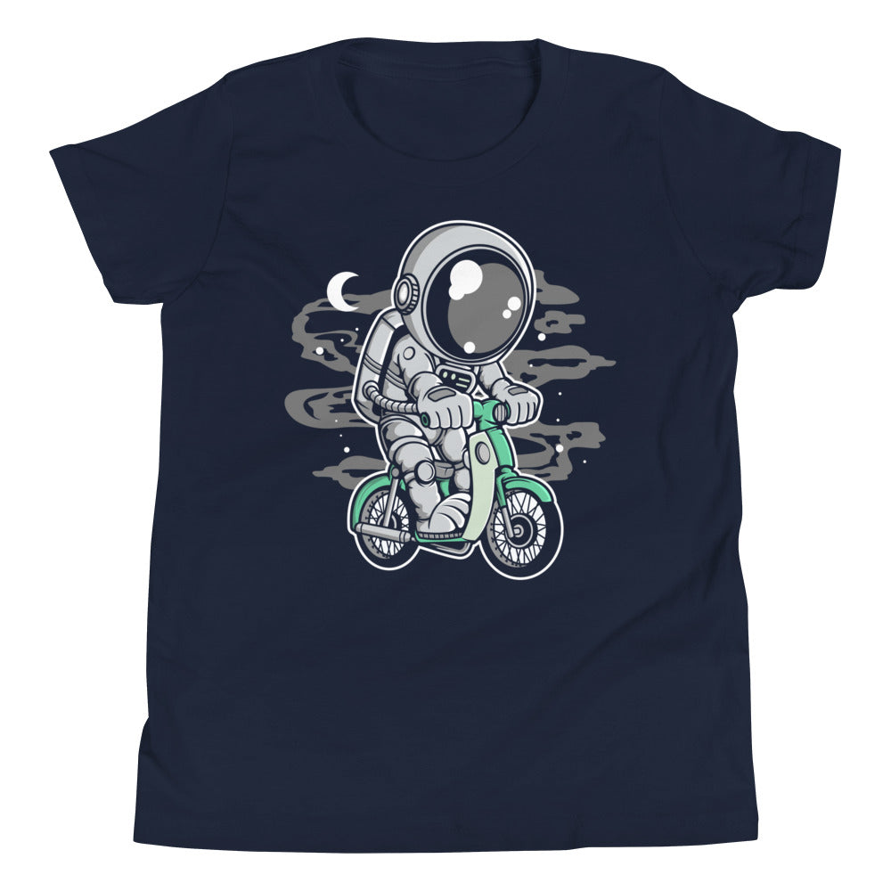 Astronaut Classic Motorbike - Youth Short Sleeve T-Shirt - Navy Front