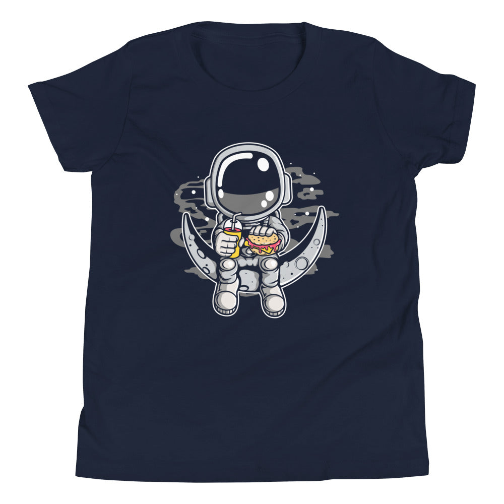 Astronaut Crescent - Youth Short Sleeve T-Shirt - Navy Front