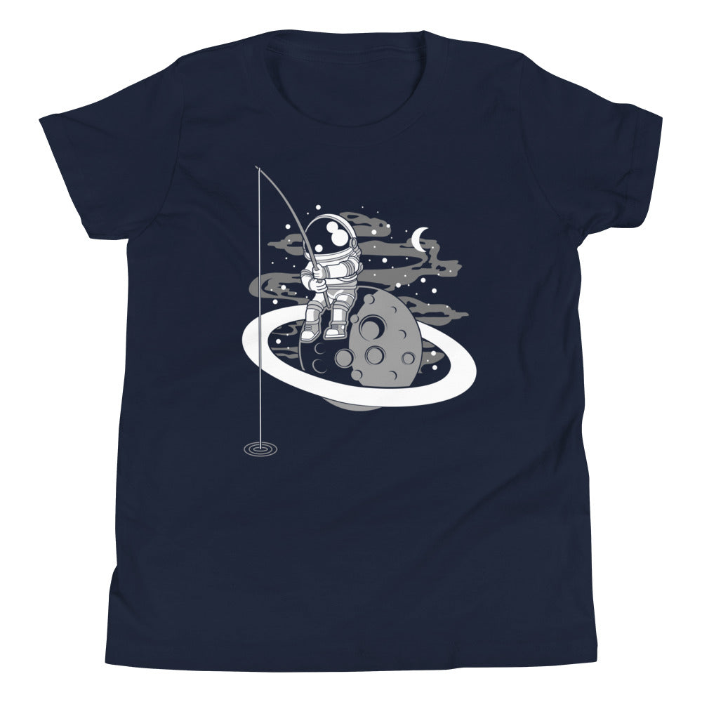 Astronaut Fishing - Youth Short Sleeve T-Shirt - Navy Front