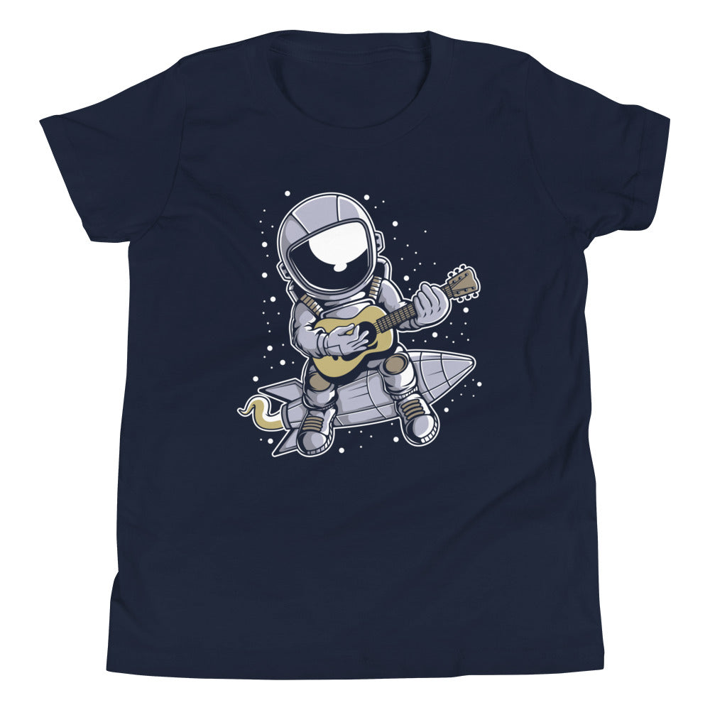 Astronaut Guitar - Youth Short Sleeve T-Shirt - Navy Front