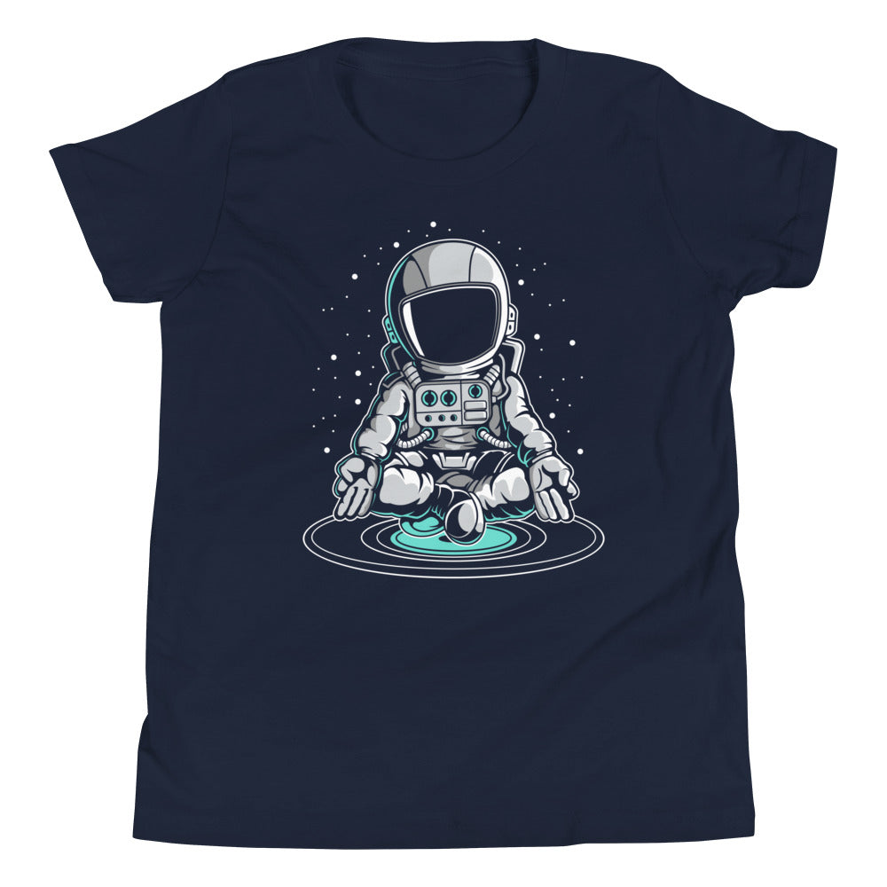 Astronaut Meditation - Youth Short Sleeve T-Shirt - Navy Front