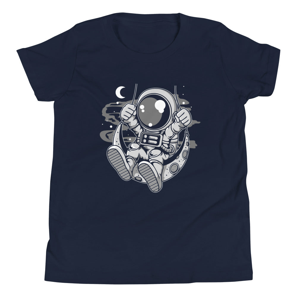 Astronaut Moon Swinger - Youth Short Sleeve T-Shirt - Navy Front