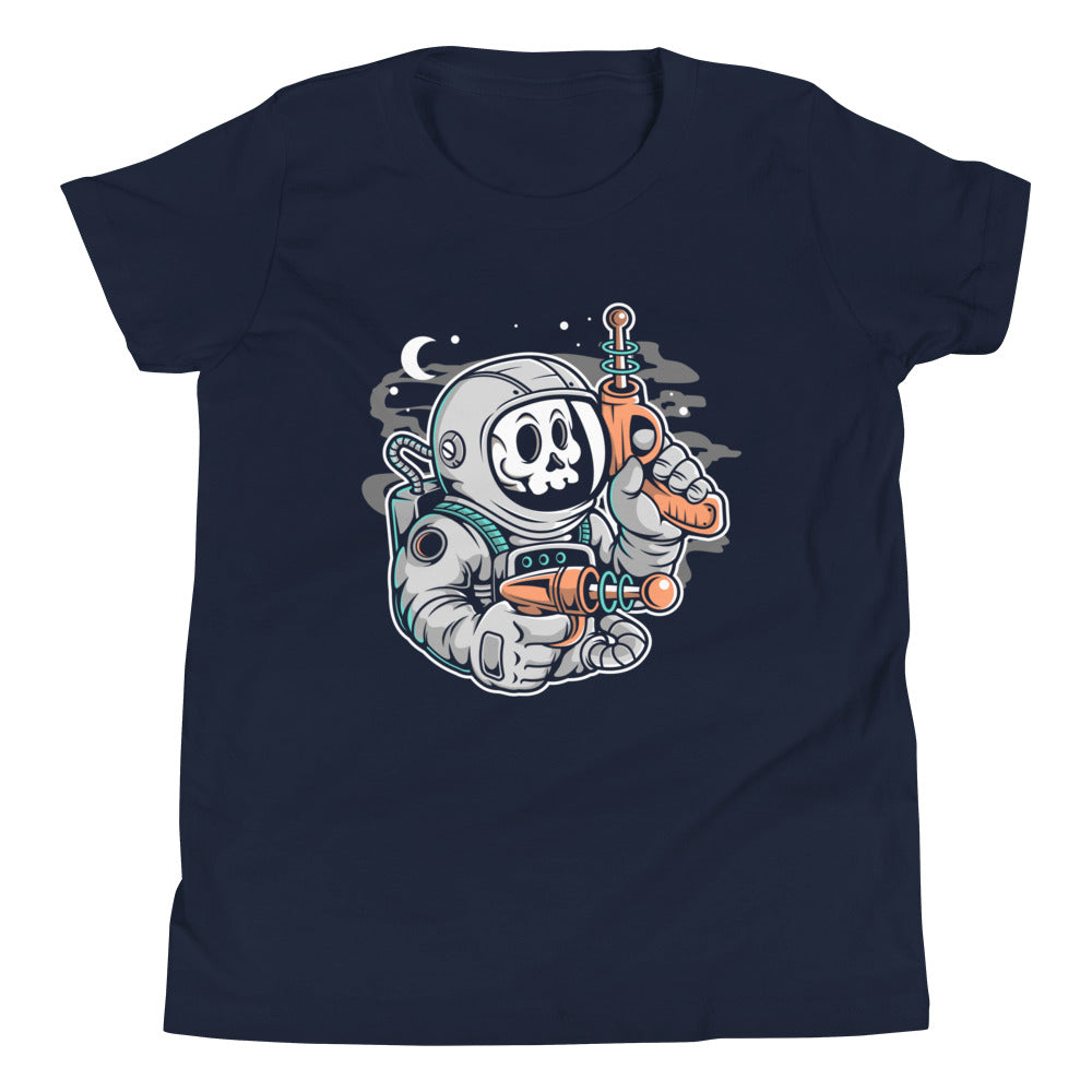 Astronaut Ray Gun -  Youth Short Sleeve T-Shirt - Navy Front