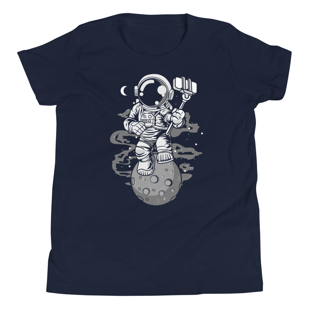 Astronaut Selfie - Youth Short Sleeve T-Shirt - Navy Front