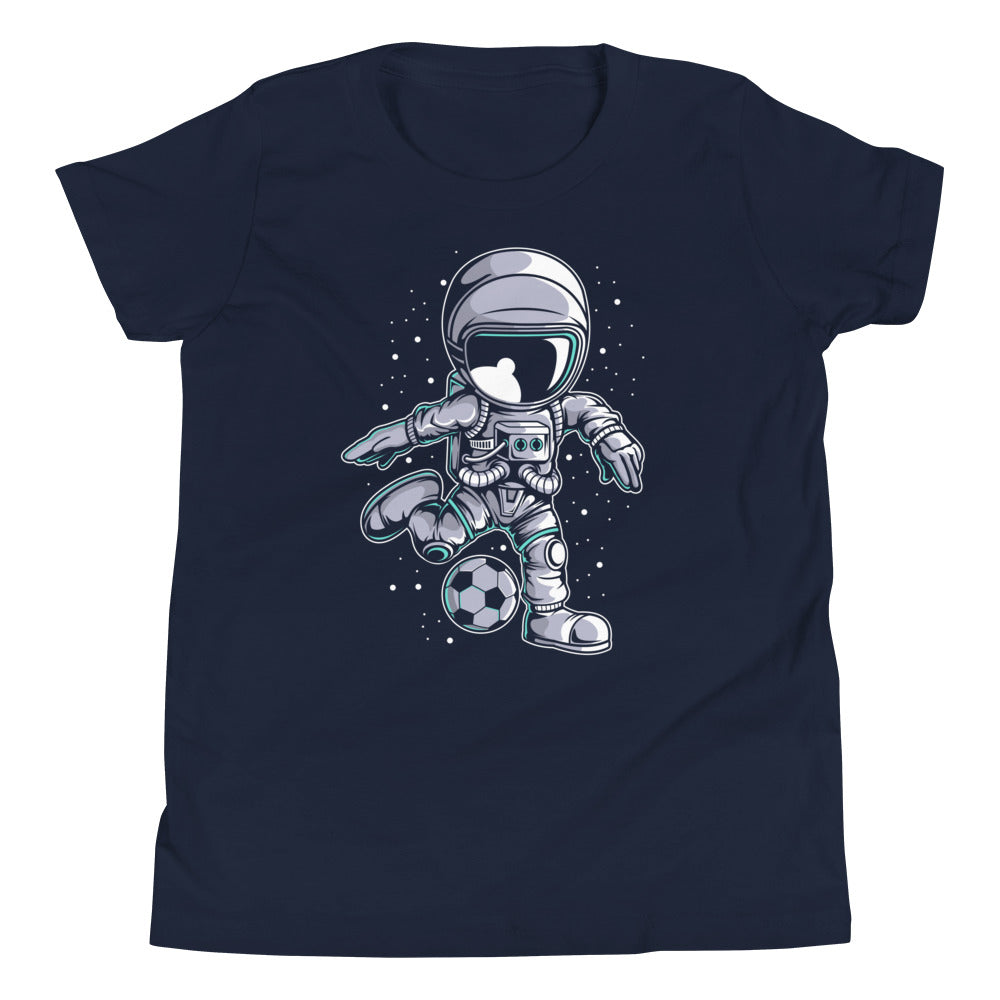 Astronaut Soccer 2 - Youth Short Sleeve T-Shirt - Navy Front