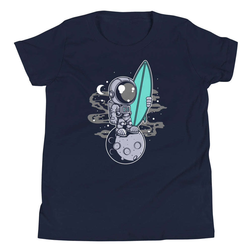 Astronaut Surfer - Youth Short Sleeve T-Shirt - Navy Front