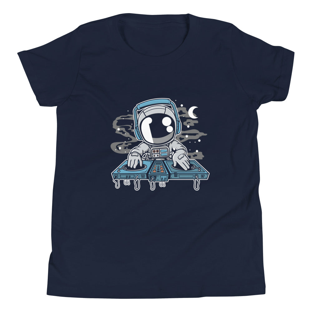 Astronaut Turntable - Youth Short Sleeve T-Shirt - Navy Front