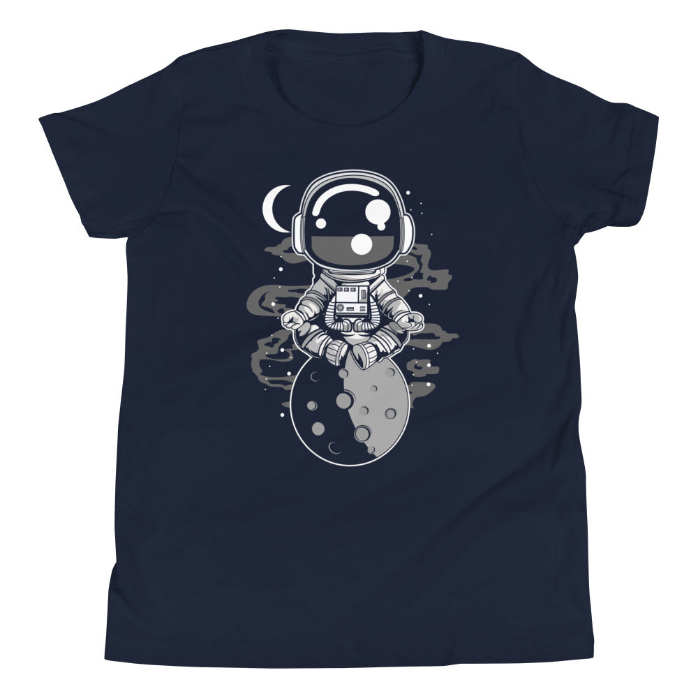 Astronaut Yoga - Youth Short Sleeve T-Shirt - Navy Front