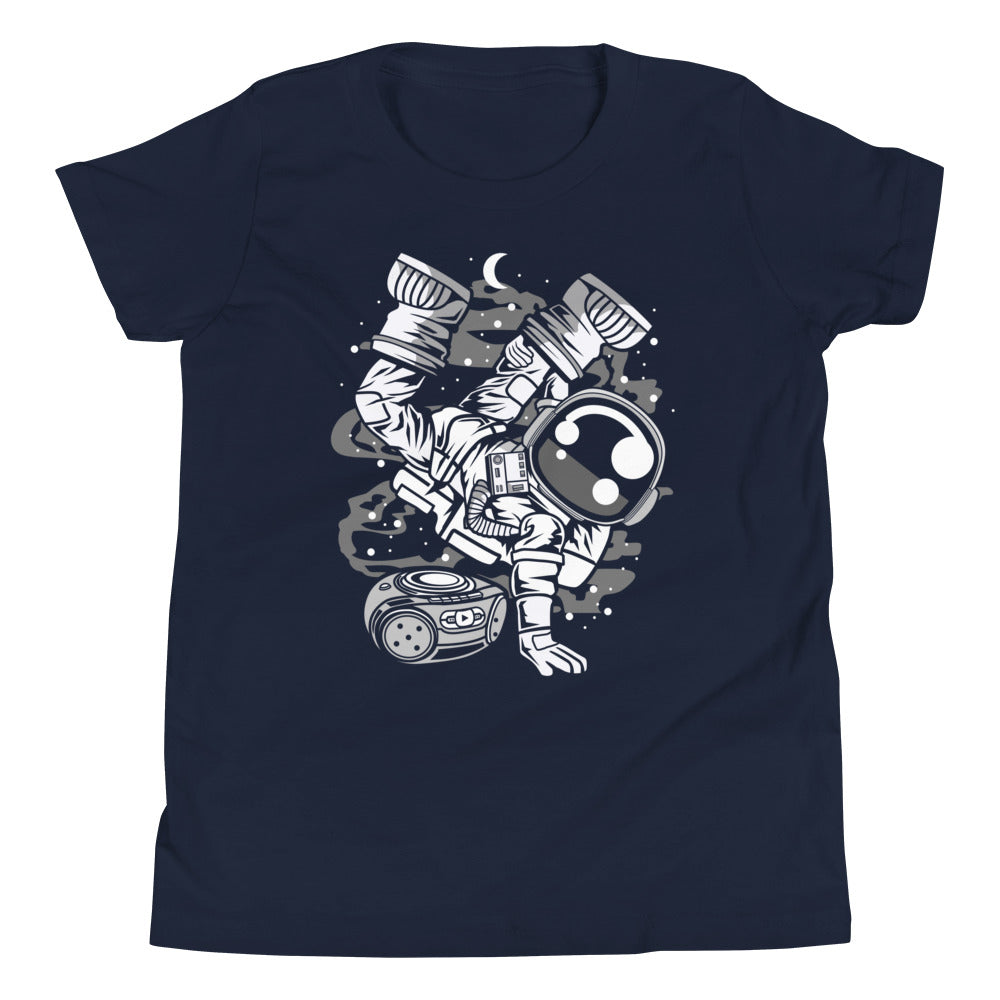 Astronaut Space Breakdance - Youth Short Sleeve T-Shirt - Navy Front